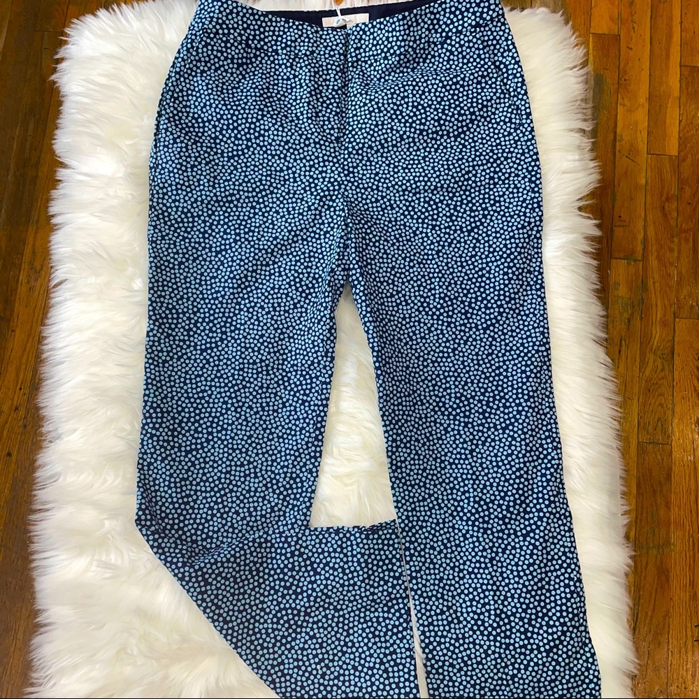 Boden Women’s Navy & Light blue  Polka Dotted Slim Leg Causal Dress Pants Sz 6R